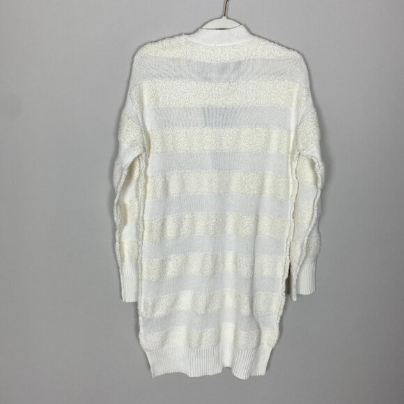 Anthropologie Daily Practice Long Chunky Cardigan Sweater Striped Button - Picture 8 of 9